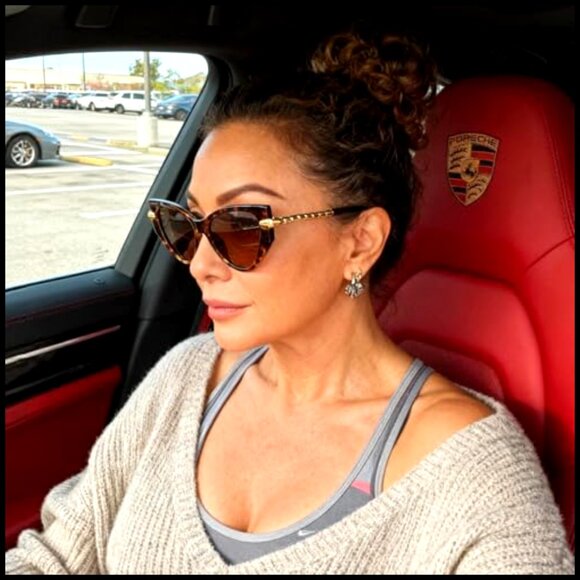 Retro Cat Eye Sunglasses UV400 Protection Serpentine Metal Temples main image 4